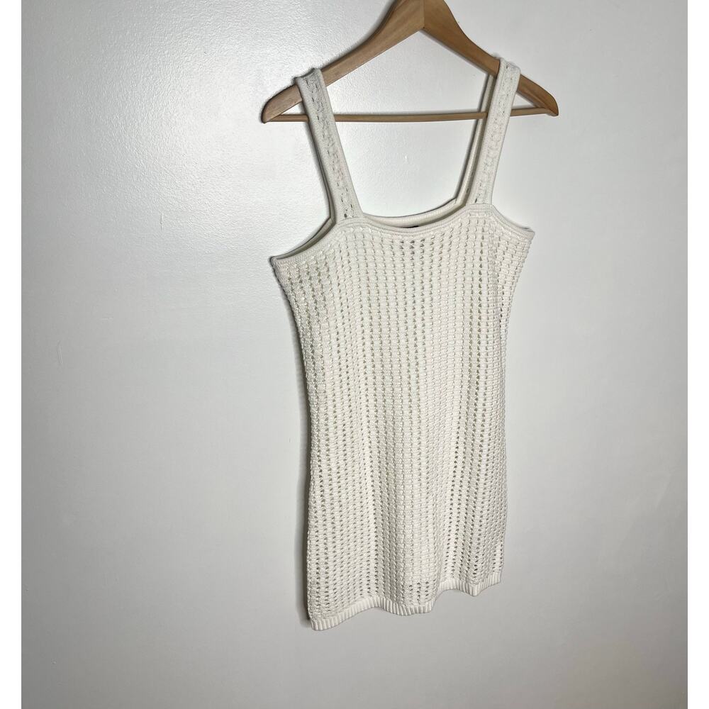 Gap Sleeveless Crochet Mini Dress Womens SP White Square Neck Cotton Minimalist - Picture 4 of 12